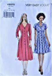 8970 VOGUE SS-LS BUTTON DOWN DRESS LENGTHS PATTERN 16-24